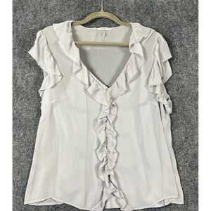Metro 7 Women XL Silver Ruffle V-Neck Flutter Sleeve Blouse with Camisole Set